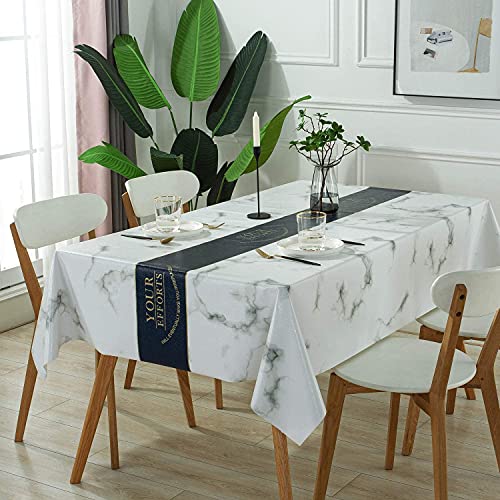 Nappe imperméable rectangulaire marbre blanc : finis les soucis de taches sur la table - 3