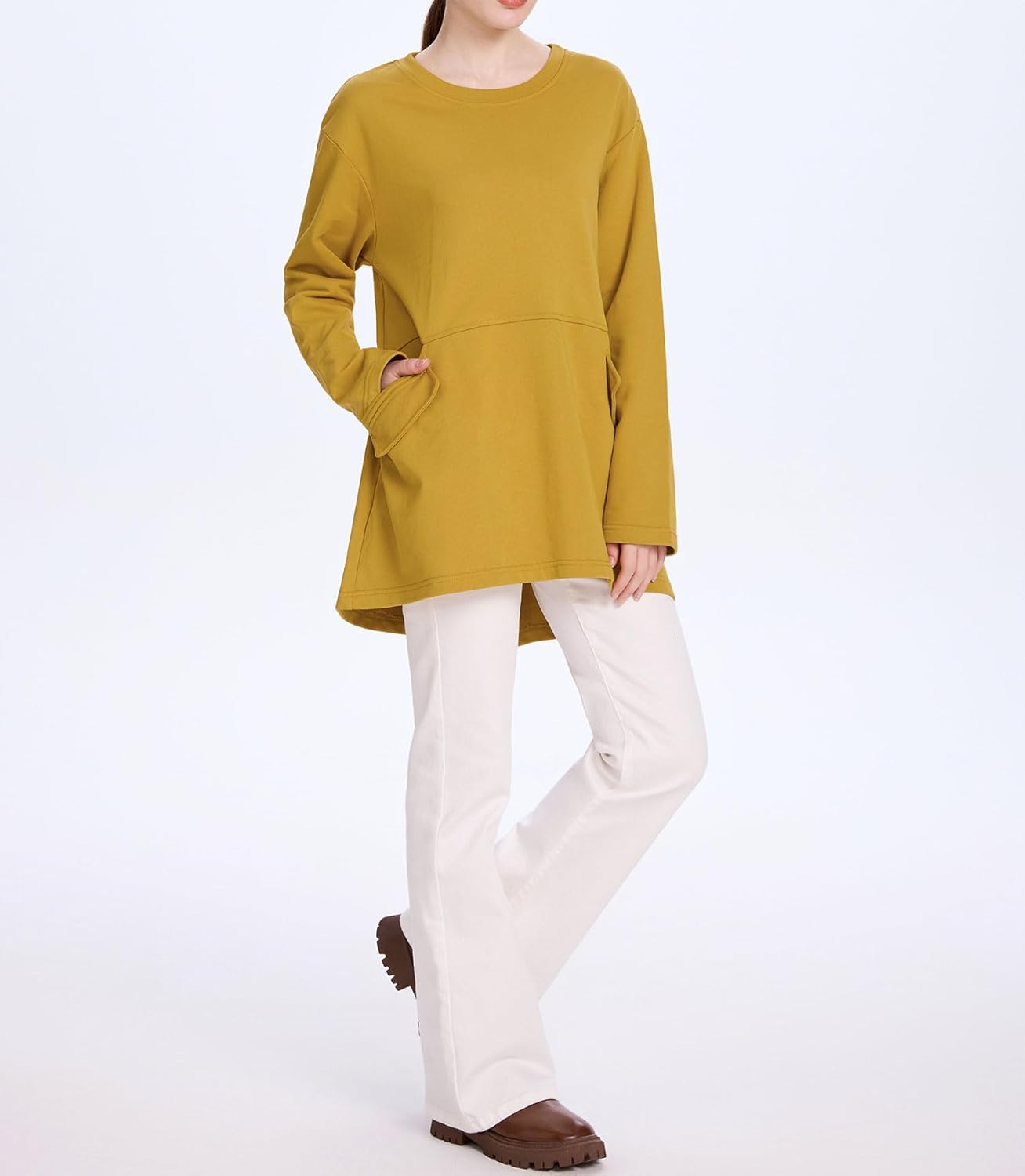 Minibee Women's Oversized Sweatshirt Crewneck Long Sleeve Cotton Pullover Tops with Pockets - Image 5