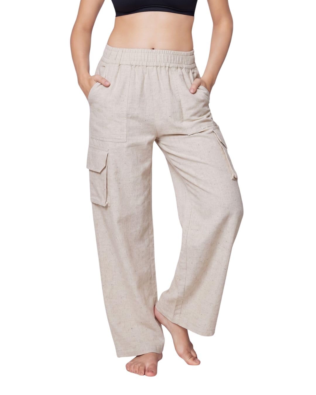 Cargo Pants for Women, Multi Pocket Cargo Trousers for Woman, Wide Leg Cotton Blend Track Pants, Breathable Relaxed Fit for Gym, Travel & Everyday Wear-image-5