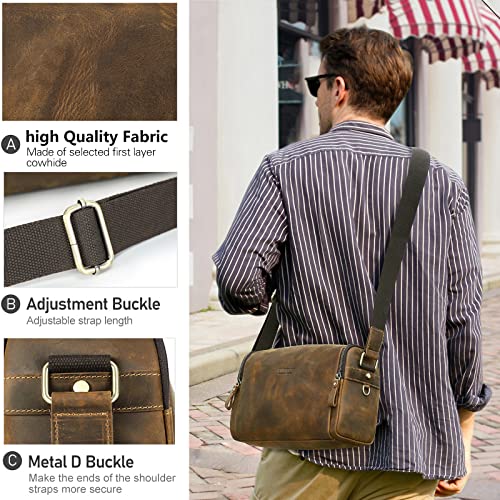 PORRASSO Men's Shoulder Bag Genuine Leather Messenger Bag Multi-pocket Crossbody Bag Briefcase for Work Daily Use Coffee3