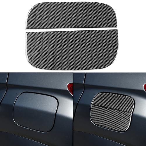 Car Fuel Tank Gas Cap Trim Cover Panel Premium Sticker Real Quality Soft Carbon Fiber Exterior Trim Compatible with Hyundai Kona/Encino 2018 2019 2020 2021 2022 2023 Accessories Black