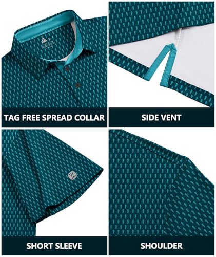 Mens Polo Shirts Short Sleeve Printed Quick‑Dry Golf Tops - image 5