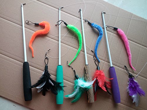 37,5  98 cm 3 lunghezza regolabile Interactive piuma gatto giocattolo (colore casuale)