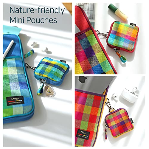 Origo Plaid Protection And Storage Cases Compatible With Airpods Pro, Airpods 2 & 1, Galaxy Buds Pro, Galaxy Buds 2 & Live / Portable Checkered Pattern Cases, Travel Protection Pouches / Yellow #TOP5