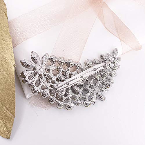 Laxpicol Vintage Clear Austrian Crystal Flower Leaf Bouquet Clusters Large Big Brooch Pin For Women Wedding Broach #TOP3