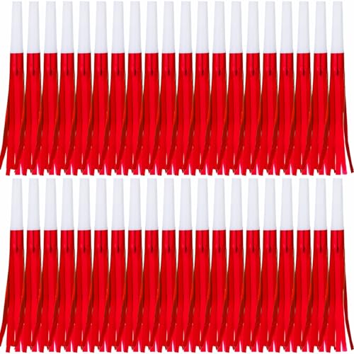LCPQMZGH 30 Pcs Gold Noise Makers, Metallic Fringed Noise Makers for New Year Party Favor Supplies, Red