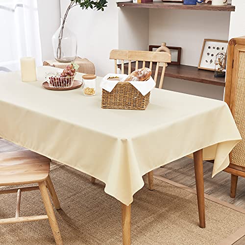 Deconovo テーブルクロス オクスフォード生地 撥水 北欧 おしゃれ 無地 ベージュ 140cmx180cm