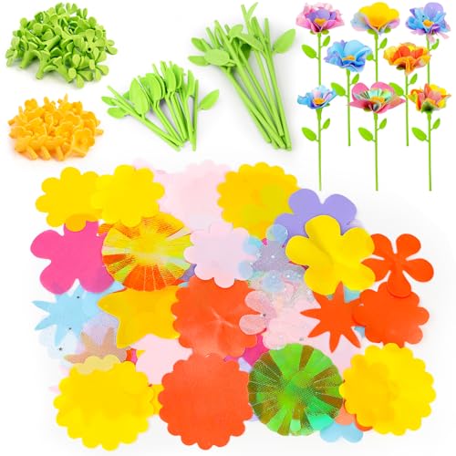 cosone DIY Fabric Flower Bouquets Toys Accessories - Flowers Market Toy Accessories - Arts & Crafts Toy Accessory Craft Kit for Girls Ages 3 4 5 6 7 8, Educational Preschool Arts & Crafts Toys