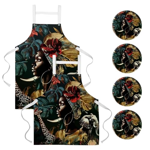 Tabliers de cuisine pour homme et femme lot de 2 imperméables style vintage motif éléphant