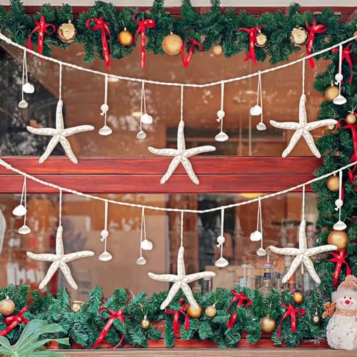 Starfish Seashell Garland Beach Decor 80' with...