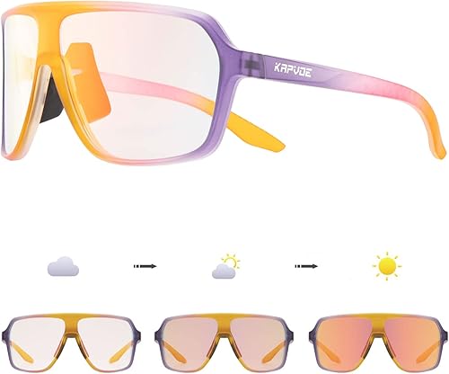 KAPVOE Gafas de ciclismo fotocromáticas para hombres y mujeres, gafas de sol deportivas MTB, gafas de sol de ciclismo con protección UV