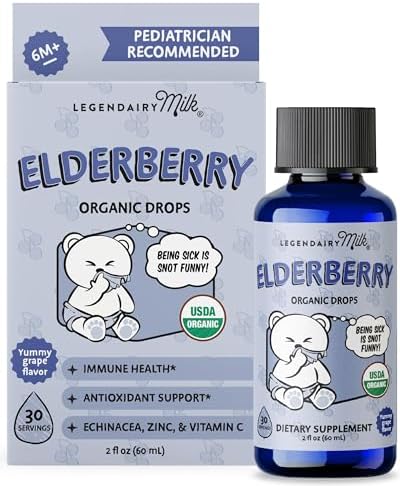 Legendairy Milk Elderberry Syrup Organic Liquid Drops for Babies ...