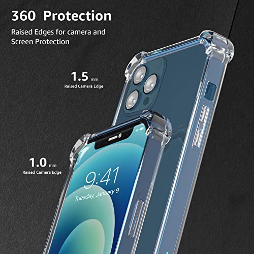 Image of amazon basics Air Cushion Drop Protection Clear Back Cover Case for iPhone 12 Pro Max-(Polycarbonate|Transparent)