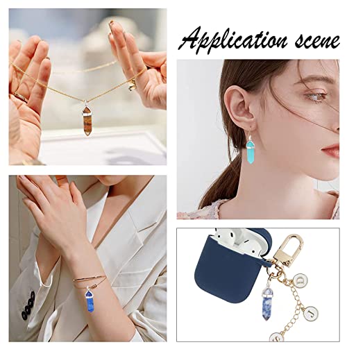 SUNNYCLUE 20 Colors Bullet Shape Gemstone Pendants Hexagonal Chakra Crystal Charms Healing Gemstone Pendant Bulk with Waxed Cotton Cord for Adults DIY Choker Necklace Jewelry Making Crafts - Image 5