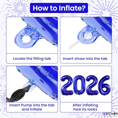Image of Blue 2026 Balloons 42 Inch, Giant - Blue Graduation Decorations 2026, Foil Number 2026 Graduation Balloons Class of 2026 Decorations | Graduation Party Decorations | Prom Decorations 2026, Katchon