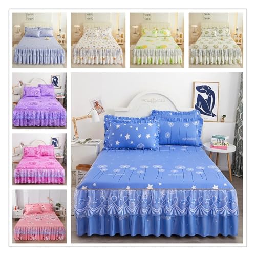 Falda de cama elástica para ocultar el somier y protector de colchón impreso de estilo floral 3