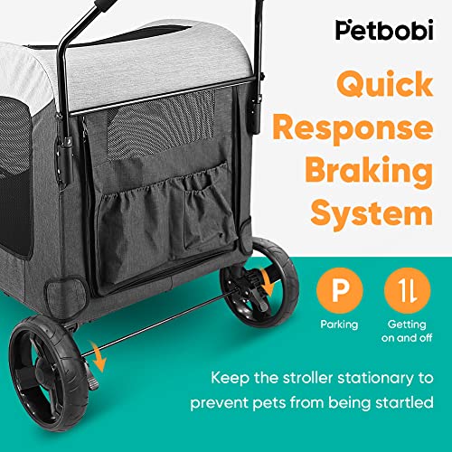 Petbobi Dog Stroller For Large Pet Jogger Stroller For 2 Dogs Breathable Animal Stroller With 4 Wheel And Storage Space Pet Can Easily Walk In/Out Travel Up To 120 Lbs #TOP2