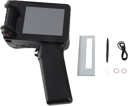 Handheld Inkjet Printer Gun, Small Portable Inkjet Printer with 600DPI HD with Text Logo QR Code Barcode Batch Numbers, Printing Height Adjustable