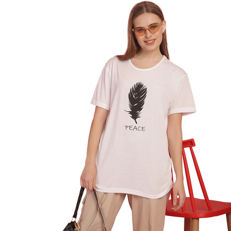 Image of Round Neck Cotton Printed Women Regular Fit Tshirt-P1950