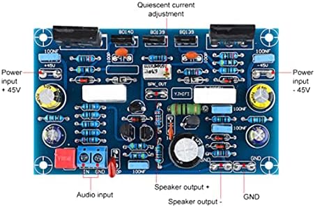 Labeled diagram of the Kqcibz amplifier board showing input, output, and power connections