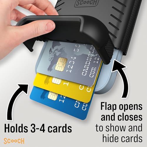 Image of Scooch for iPhone 13 Mini Case with Card Holder, Wingmate Wallet Case with Hidden Card Slot and RFID Protection for up to 4 Cards, 10-Foot Drop Protection, Black