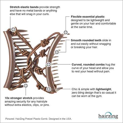 Original Comfy Comb - Double Comb for Fine Thin & Wavy Hair - Easy Ponytail Hairstyles and Long Lasting Updo's (Pretzel Brown) - Thumbnail 4