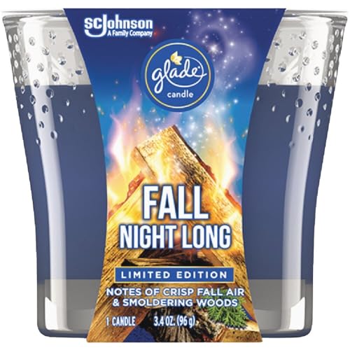 Glade Candle Jar, Air Freshener, Fall Night Long, 3.4 oz