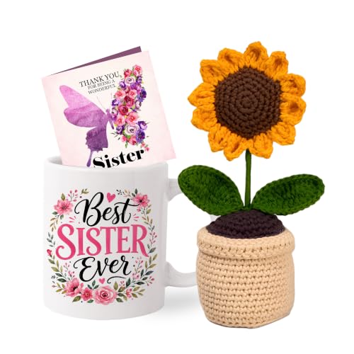 Image of TIED RIBBONS Rakhi Gift for Sister - Raksha Bandhan Return Gift for Girls Combo Set - Artificial Handcrafted Flower with Pot and Printed Coffee Mug (325 ml) and Greeting Card - Rakhi Gifts for Sister