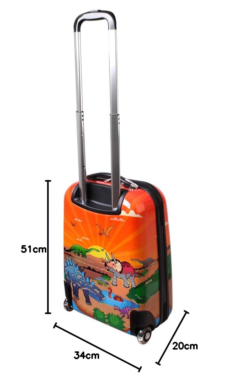 Karry Kinder Koffer Reisekoffer Trolley Hartschalen Handgepäck Jungs LED Skater Rollen Dinosaurier