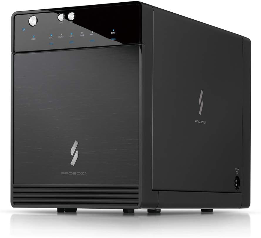 Mediasonic USB 3.2 4 Bay 3.5” SATA Hard Drive Enclosure DAS – USB 3.2 Gen 2 10Gbps Type C | USB-C (HF7-SU31C) Support 30TB HDD