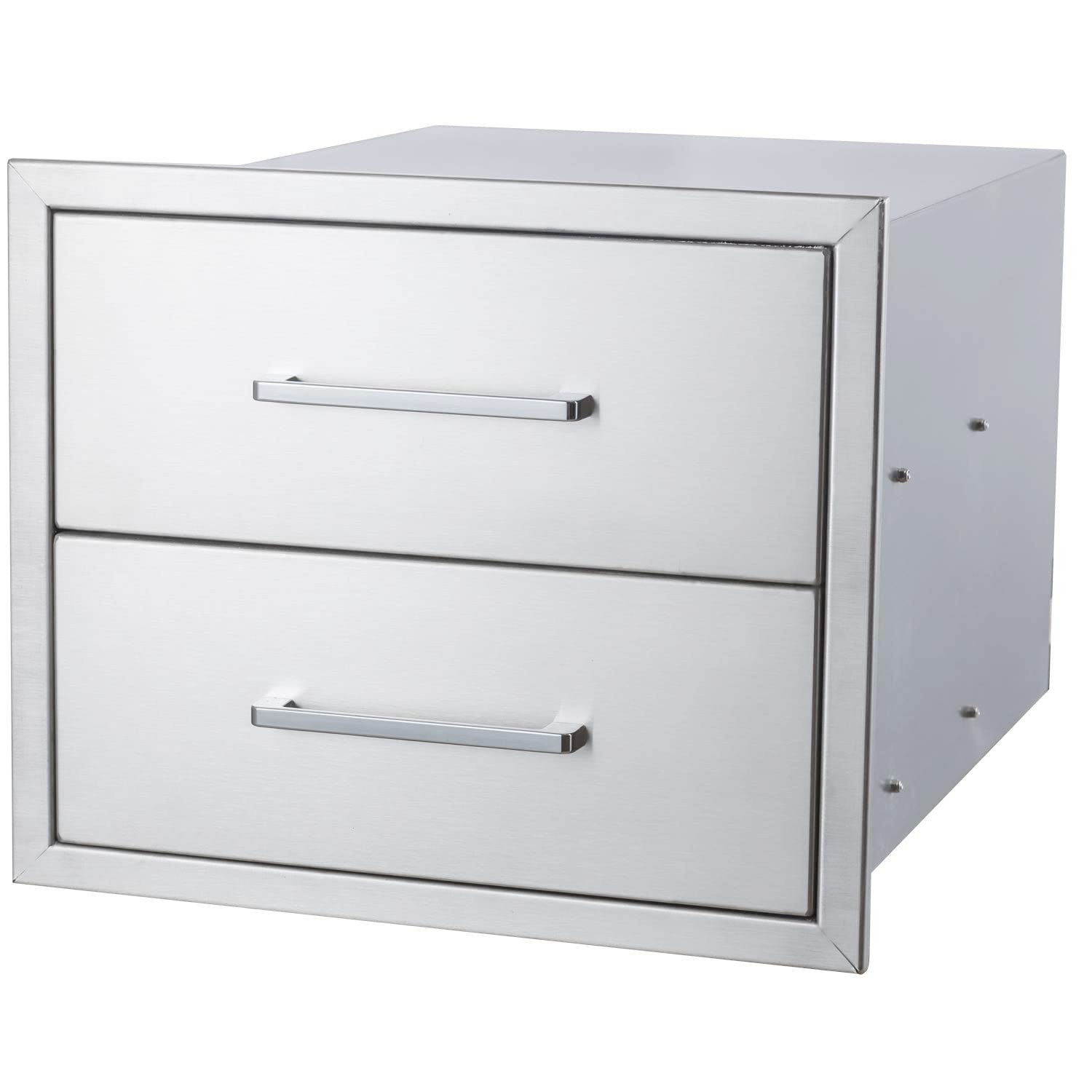18" W x 15" H x 23" D Stainless Steel Outdoor Kitchen Drawers BBQ Drawers Double Access Flush Mount for Outdoor Kitchens Or BBQ Island