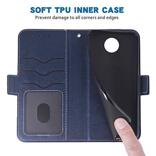 Phone Cover For Moto Z Play Folio Flip Wallet Case,Pu Leather Credit Card Holder Slots Full Body Protection Kickstand Hard Hybrid Protective Phone Cover For Motorola Motozplay Motoz Zplay Dark Blue #TOP4