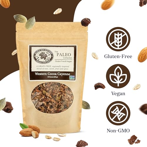 Image of Maple Nut Kitchen Western Cocoa Cayenne Granola - Grain Free, Paleo, Low Carb, No Added Sugar, Oat Free, Healthy Granola or Cereal with Chocolate, Almonds & Cayenne Spice Kick