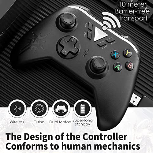 Image of TCOS TECH Wireless Controller Compatible with Desktop /Laptop / PS3 / PC Windows 7 /8 /10 /11 Wireless Gamepad Remote Controller with 2.4GHZ Wireless USB Receiver Adapter & Type C USB Cable - Black