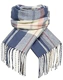 Loritta Womens Scarf Fashion Long Plaid Shawls Wraps Big Grid Winter Warm Lattice Large Scarves Gifts, U-Navy Beige Red Lattice