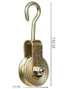 Self Lub Metal Roller Pulley with Hook for Gym & Lifting | Heavy Duty Cable Pulley Wheel for Home Gym, Rope Pulley System, Pull Up Bar, Climbing & Fitness Equipment (Gold) gallery image