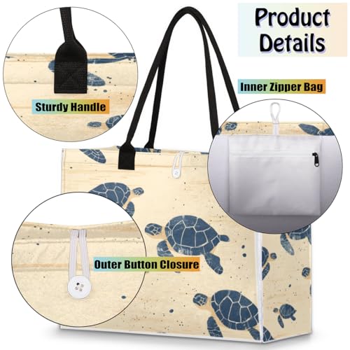 Tote Bag for Women,Travel Storage Shopping Basket with Inner Zipper Pocket Portable Reusable Handbag Gifts044