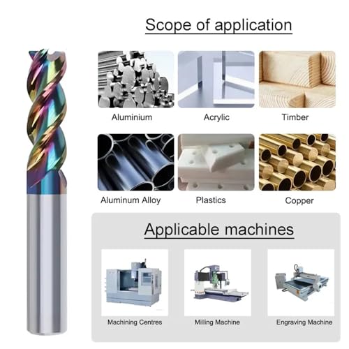 Image of Carbide Square End Mill HRC60 Double Edge 3 Flute DLC Coating Tungsten Steel for Aluminum Wood Endmills HRC60 1.0-12.0 Series