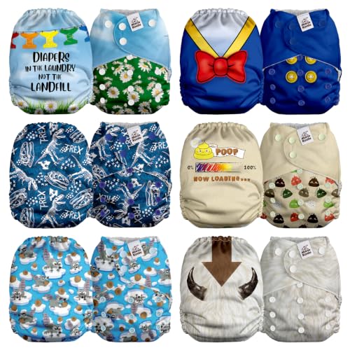 Image of Mama Koala 2.0 Cloth Diapers for Babies, 6 Pack Pocket Shell Only (NO Inserts) - One Size Washable and Reusable Pocket Diapers for Newborns and Toddlers - 26002