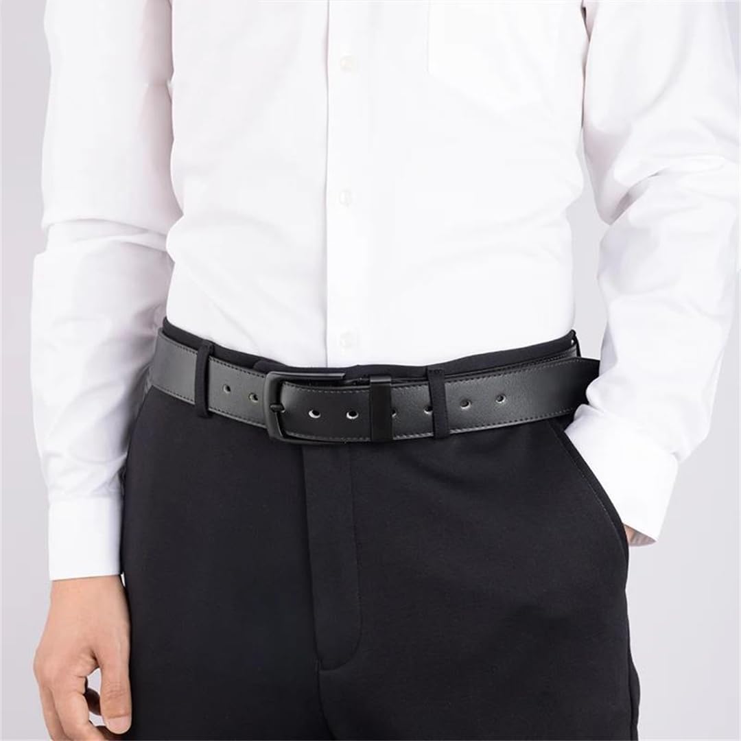 Yeuyyben Cinturón de vestir de piel sintética para hombre con hebilla de aleación para uso casual de negocios