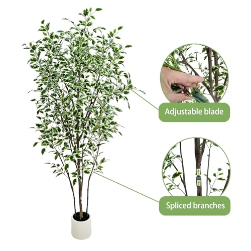 VIGGDA 6ft Artificial Ficus Tree with White Plastic Planter — view 4
