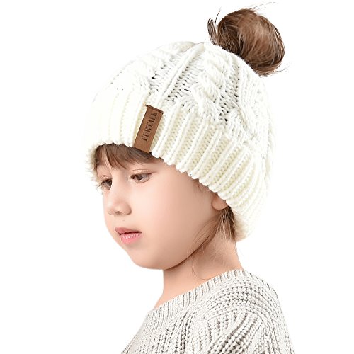 Winter Hats For Girls Ponytail Beanie Hat Kids Toddler Girl Knit Cap Messy