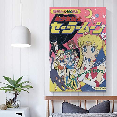 Qasd Vintage Comics Sailor Moon Retro Poster Wall Decor Canvas Art Prints Poster Bedroom Wall Mural Modern Family Home Decor 12X18Inch(30X45Cm) #TOP4