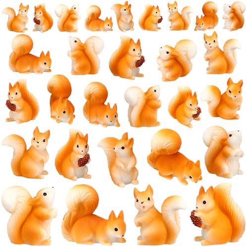 Weysat 40 Pcs Mini Resin Squirrel Miniature Small Squirrel Figures Tiny Resin Animal Decor Garden Accessories Cupcake Topper Decor for DIY Outdoor...