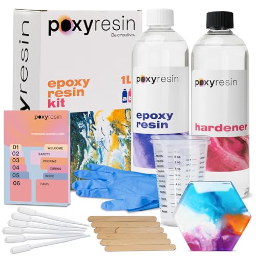 1L Epoxy Resin Kit For Beginners | Deep Pour No Bubble UV Resistant 35 Minute Work Time Clear Casting Resin With Hardener Uk | Food Safe Craft Resin Art Kit For Adults