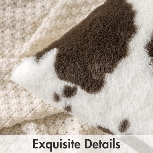 Image of Pack of 2 Faux Fur Cowhide Throw Pillow Covers 20x20 Inch Coffee