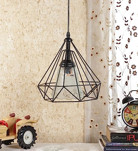 Image of DECOHOME Modern Hanging Ceiling Lamp Lights for Home & Decor | Premium Finish Pendant Light for Living Room, Bedroom & Dining Area | Stylish Indoor Lighting | Chandelier Lights (Diamond-Black)