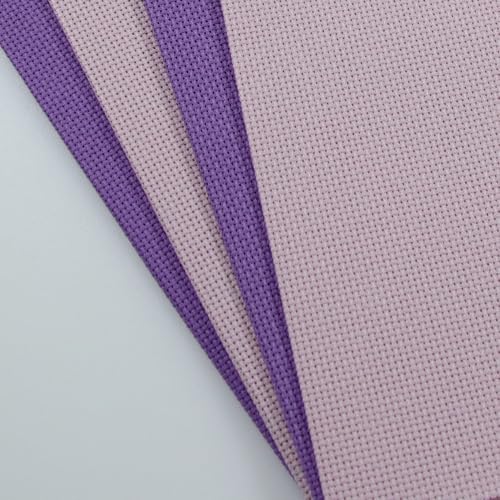 Image of KCS 4 /6 pc of 12 inch x 18 inch(30cmx45cm) 18CT Counted Cotton Aida Cloth Cross Stitch Fabric (4 pc, Lavender+Pink)