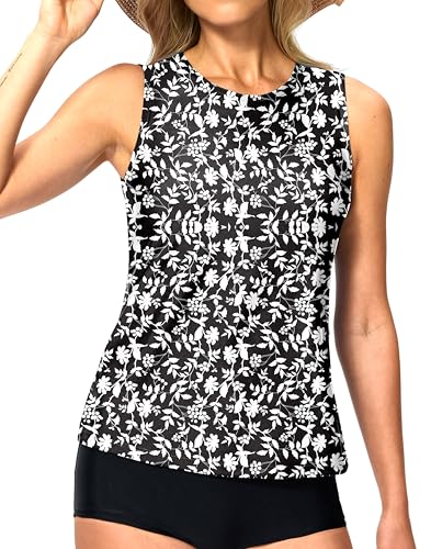 Viodia High Neck Tankini Tops for Women Modest Swim Shirts with Bra Swimsuits Tank Only Bathing Suit Top No Bottom