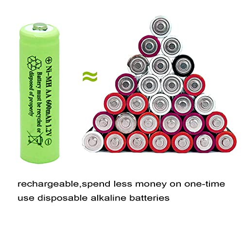 image for GSUIVEER 1.2v AA Nimh 600mAh Rechargeable Battery for Outdoor Solar Li